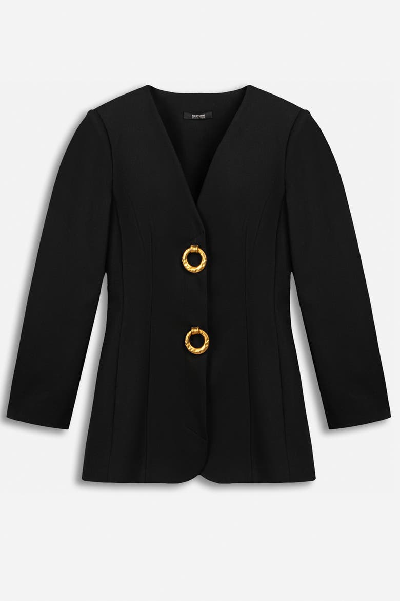 Ring Button Wrap Front Jacket, Alternate, color, Black