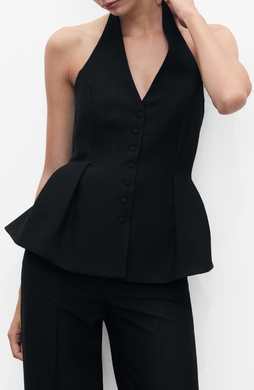 Mango Halter Peplum Vest In Multi