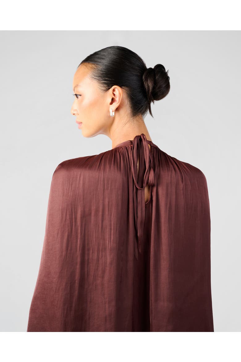 Halter Cape Midi Dress, Alternate, color, CHERRY