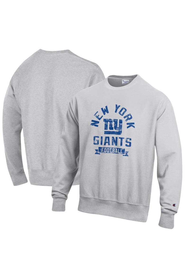 Men's Champion  Heather Gray New York Giants Reverse Weave Fleece Pullover Sweatshirt, Main, color, Heather Gray