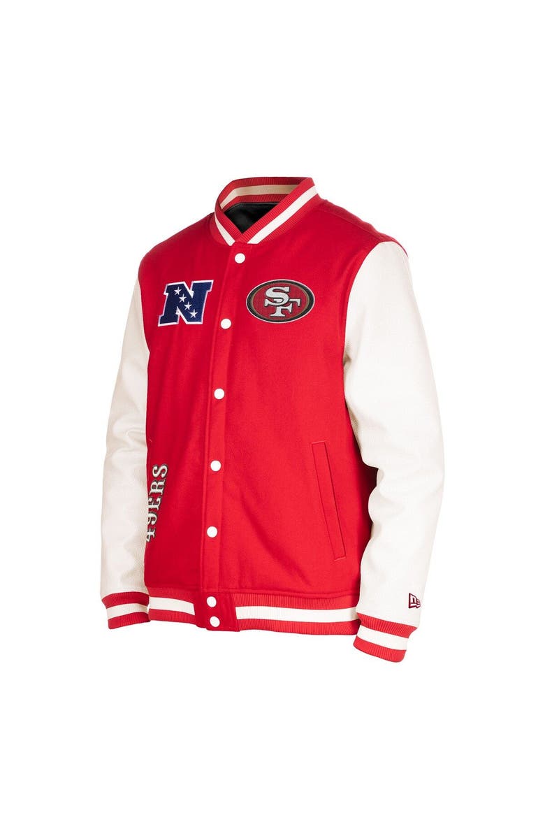 New Era Men's New Era  Scarlet San Francisco 49ers Third Down Varsity Full-Snap Jacket, Alternate, color, 