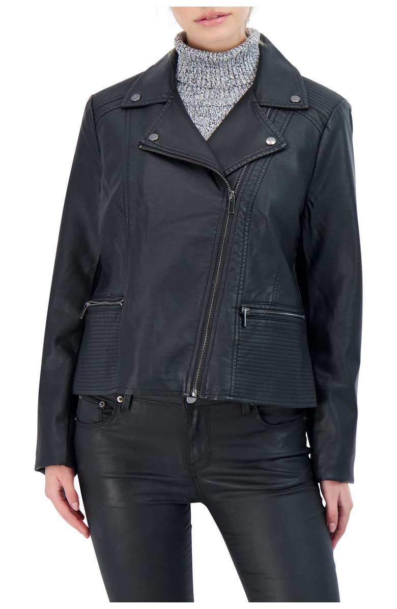 Sebby Collection Faux Leather Biker Jacket, Main, color,