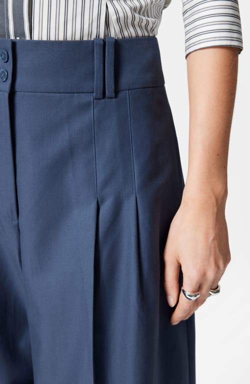 Shop & Other Stories Pleated Wool & Cotton Trousers In Blue Dark