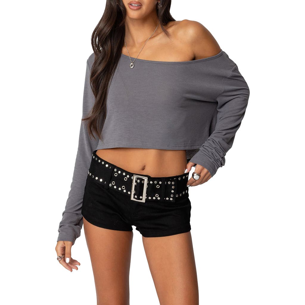 EDIKTED EDIKTED ONE-SHOULDER LONG SLEEVE CROP TOP