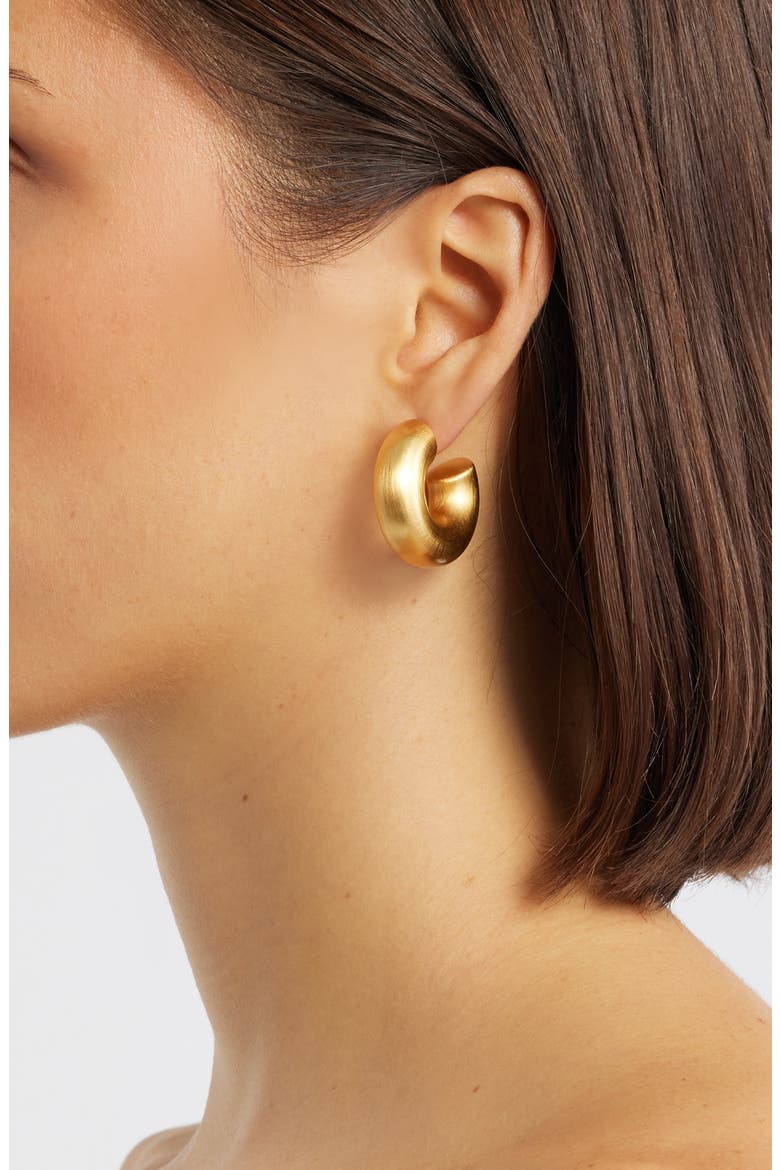 Brushed Chunky Hoop Earrings, Alternate, color, GOLD