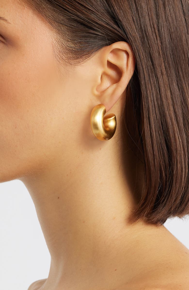 NEST Jewelry Brushed Chunky Hoop Earrings, Alternate, color, Gold