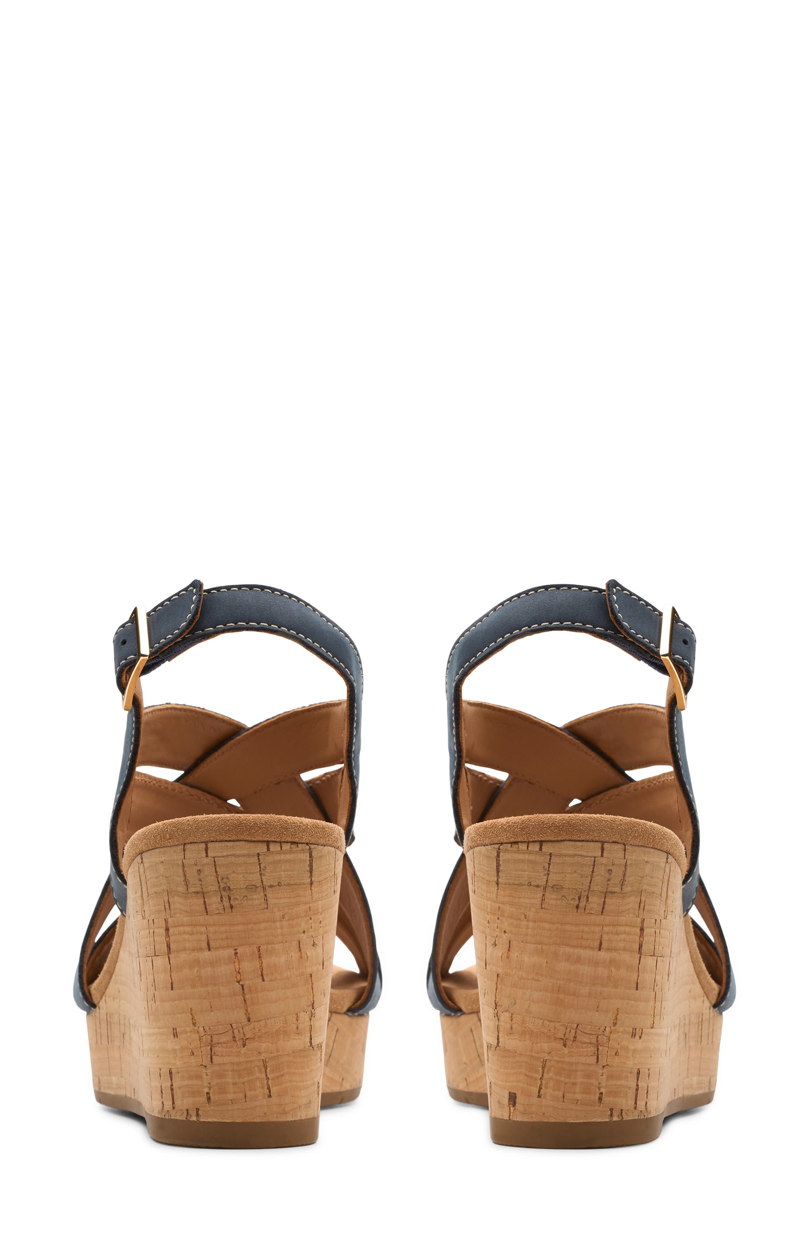 Clarks<sup>®</sup> Sabina Wedge Slingback Sandal, Alternate, color, Navy Nubuck