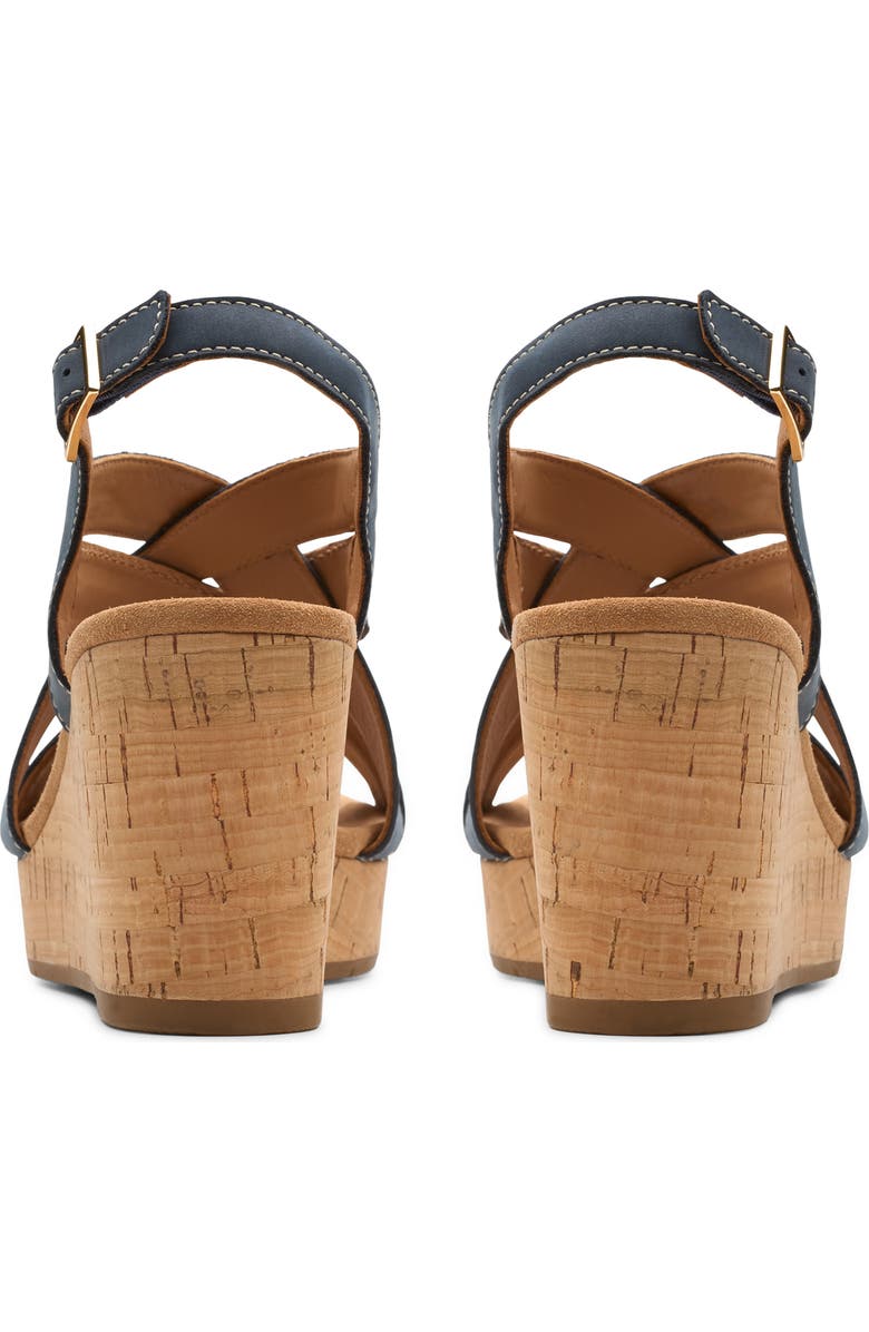 Clarks<sup>®</sup> Sabina Wedge Slingback Sandal, Alternate, color, Navy Nubuck