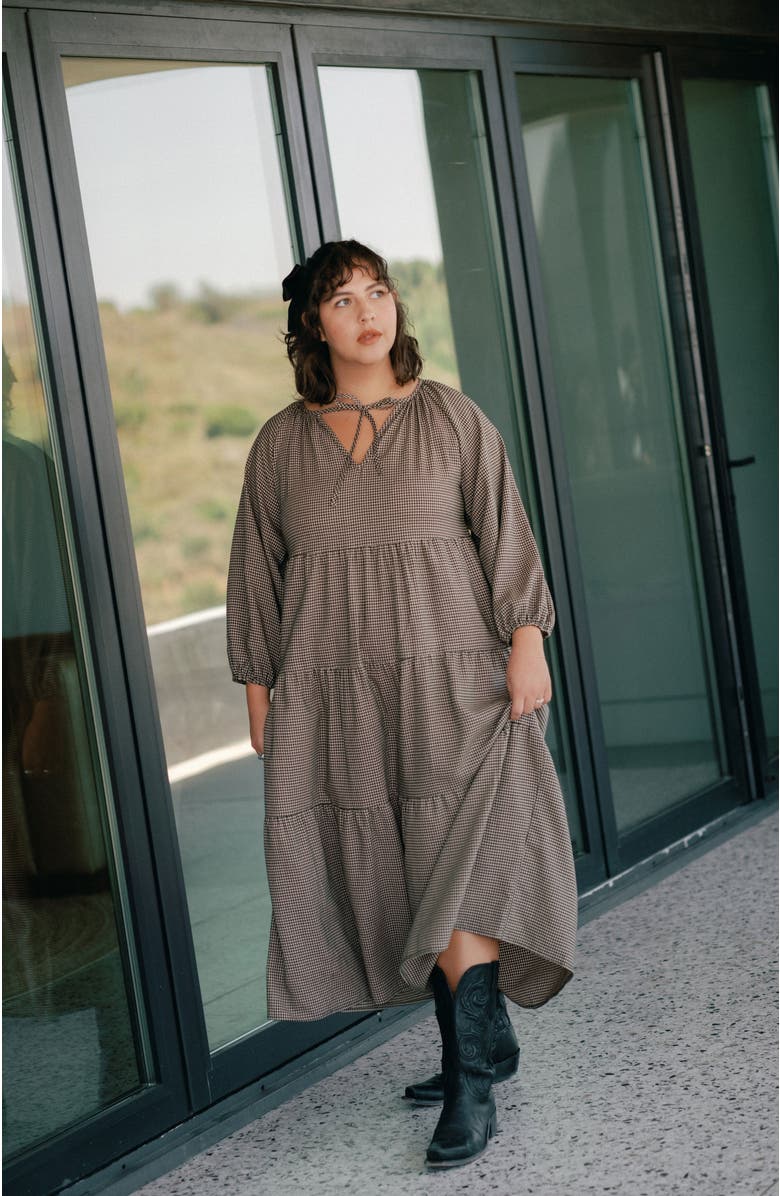 Whimsy + Row Mandy Dress, Alternate, color, Tan Gingham