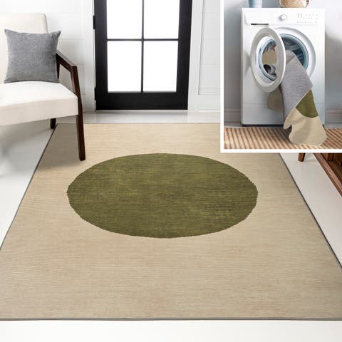 Cirkel Minimalist Geometric Dot Machine-Washable Area Rug