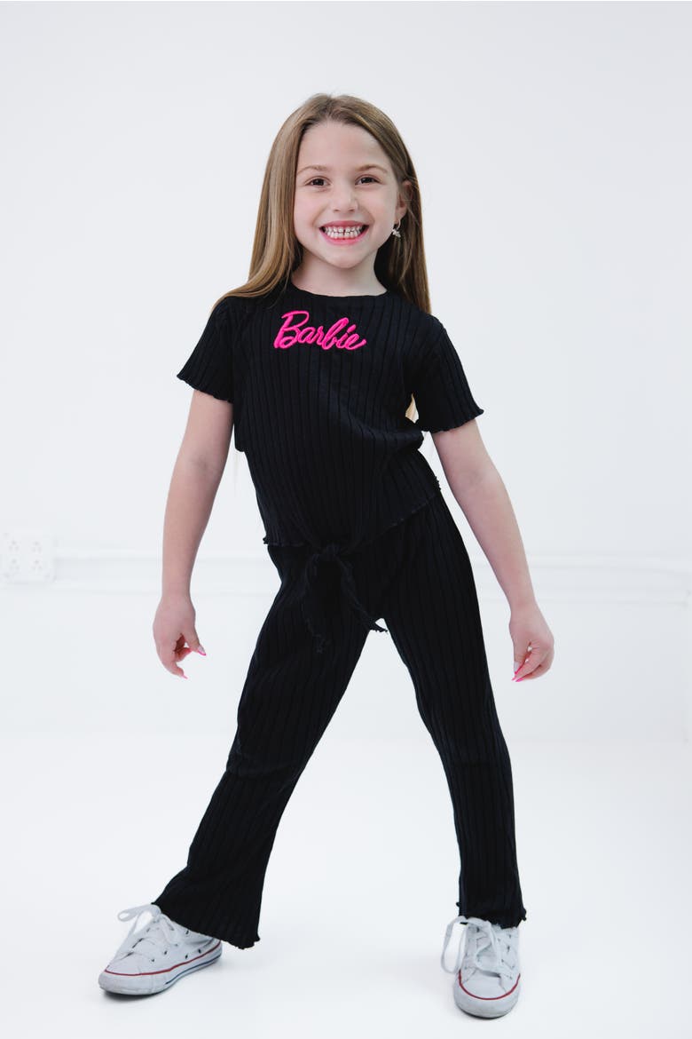 2-Piece Tee and Flare Leggings Set, Alternate, color, Black Hot Pink