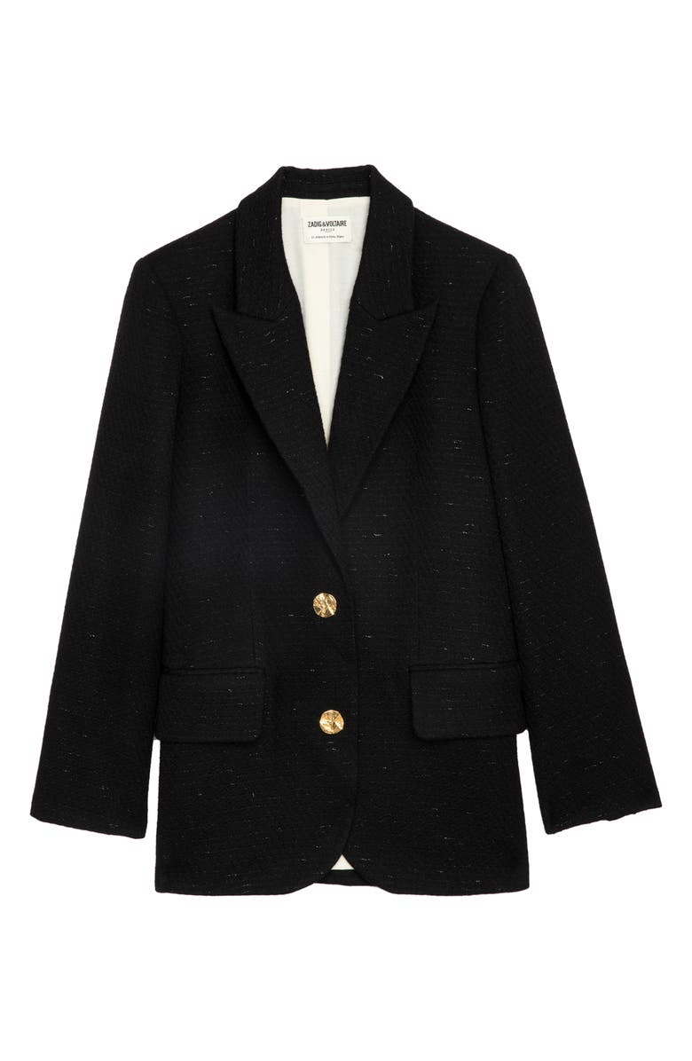 Zadig & Voltaire Vicka Metallic Wool Blend Tweed Jacket, Alternate, color, 