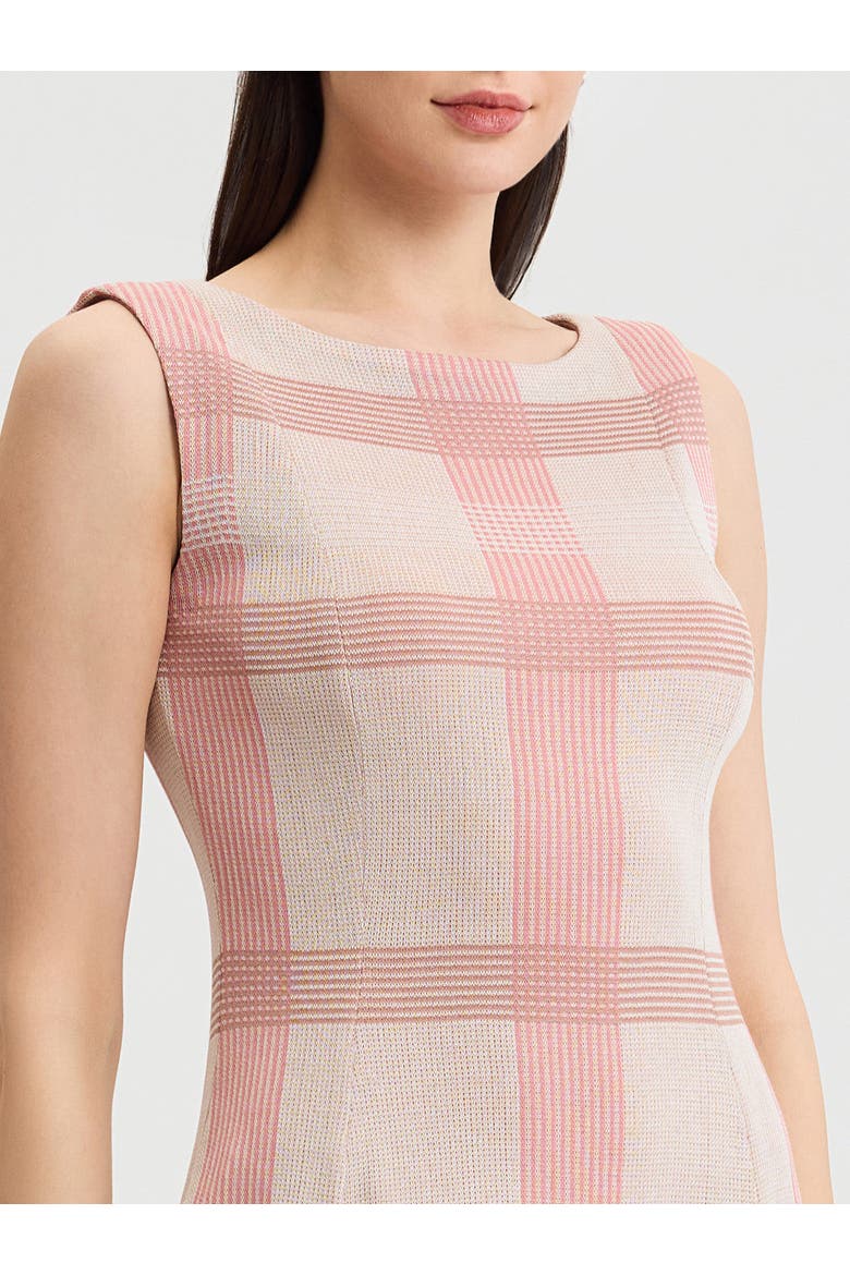 A-Line Multi Color Plaid Knit Dress, Alternate, color, HoneySuckle/Charmeuse/Ivory