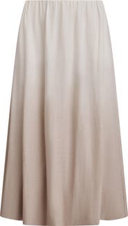 Donna Karan New York Dip Dye Bubble Hem Linen Blend Midi Skirt