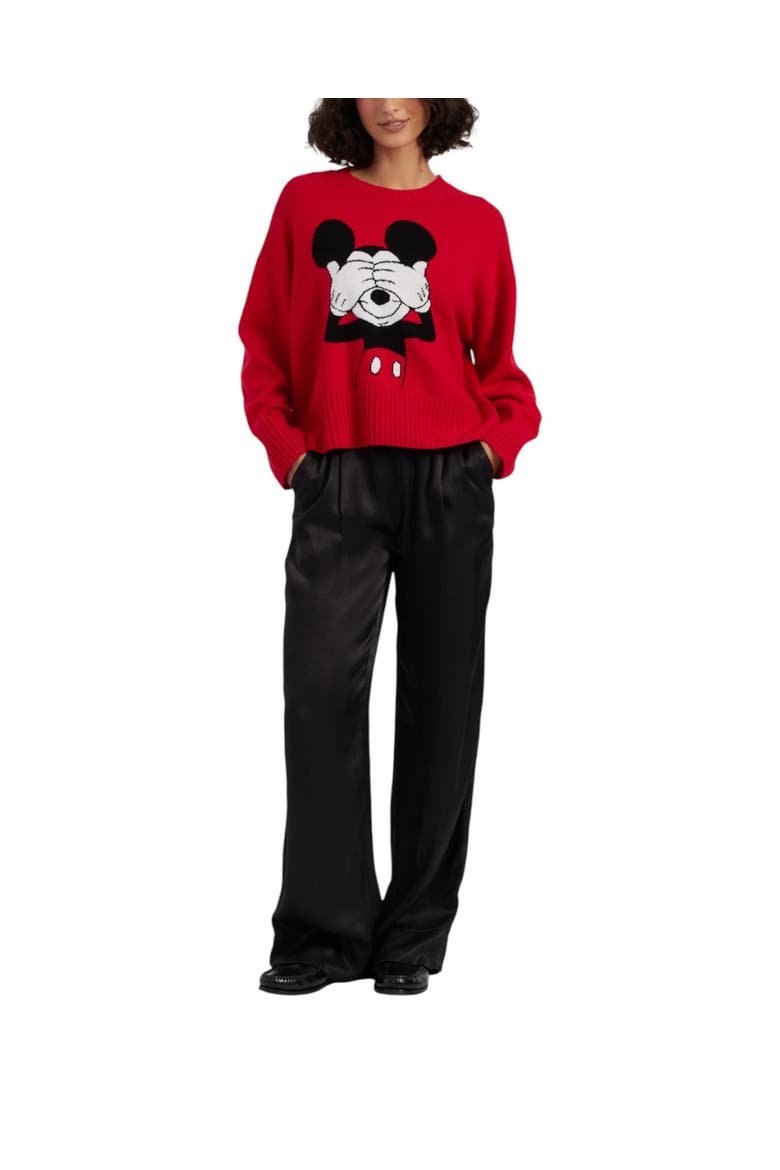 Wool-cashmere Peeakabo Mickey Sweater, Alternate, color, Red