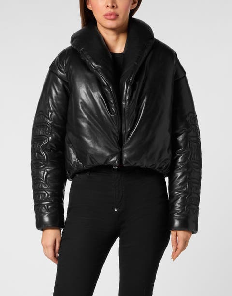 Silky Leather Biker Jacket Skull&bones Women