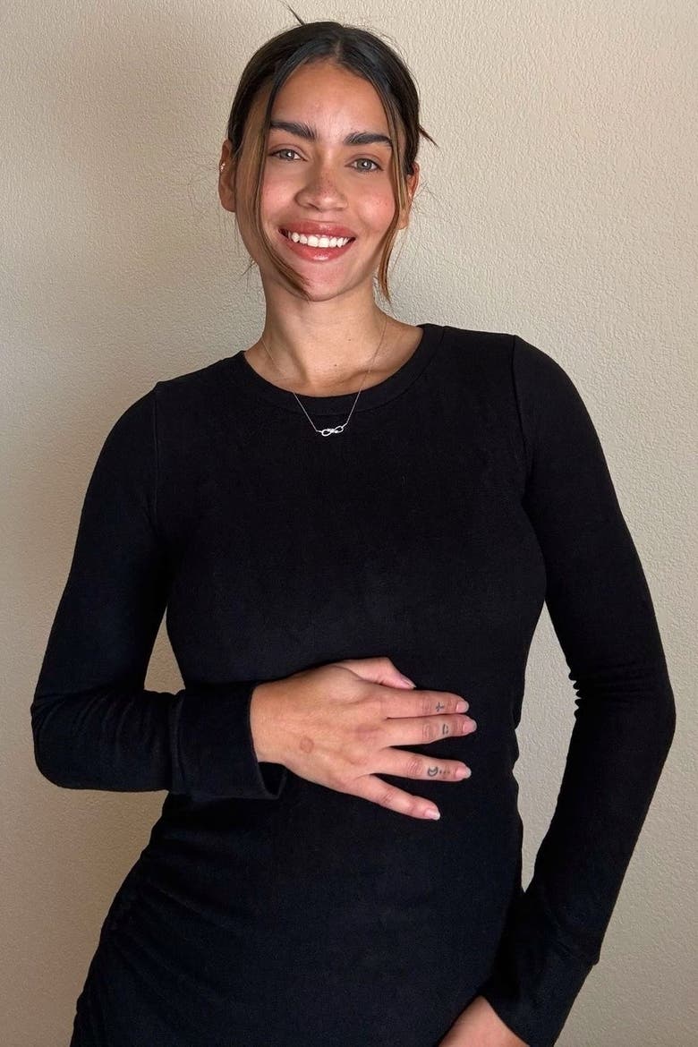 Soft Knit Ruched Maternity Top, Alternate, color, Black