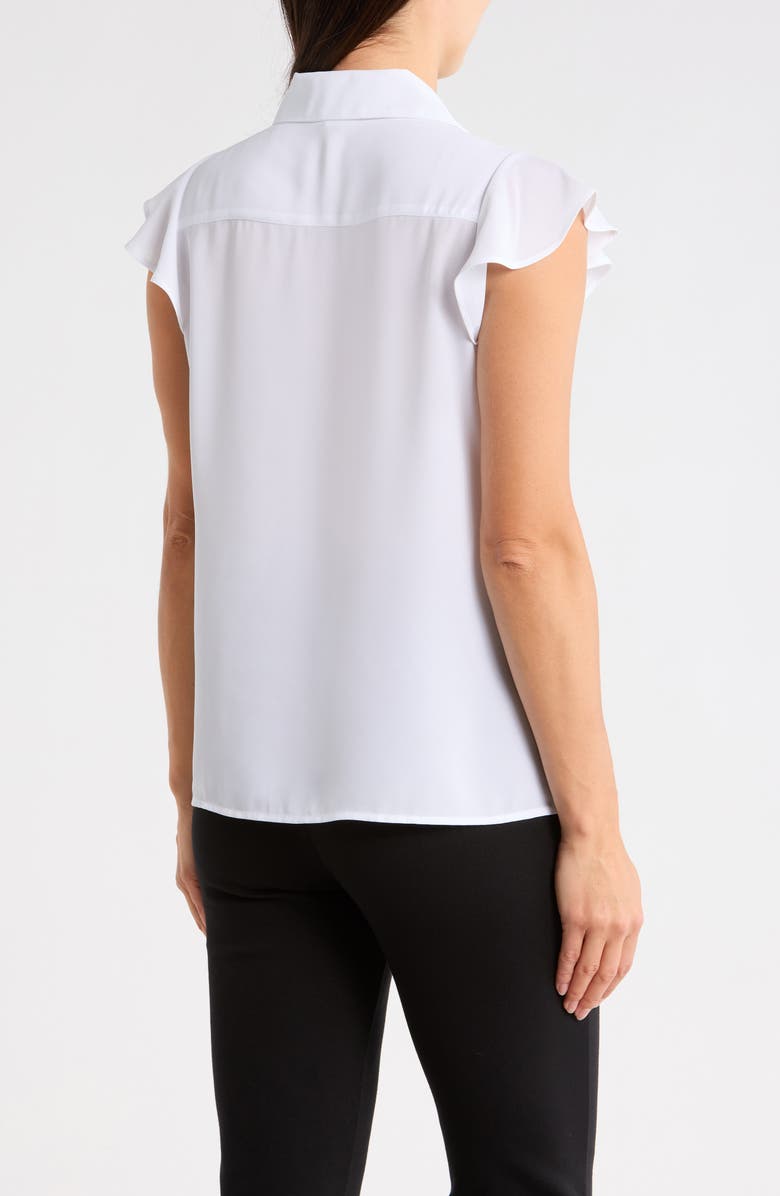 Calvin Klein Ruffle Woven Top, Alternate, color, White