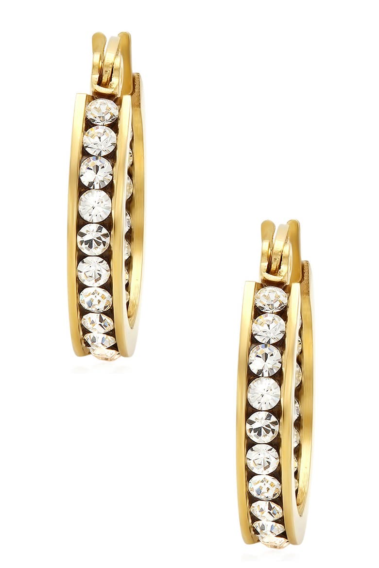 Swarovski Crystal Accented Hoop Earrings, Main, color, yellow