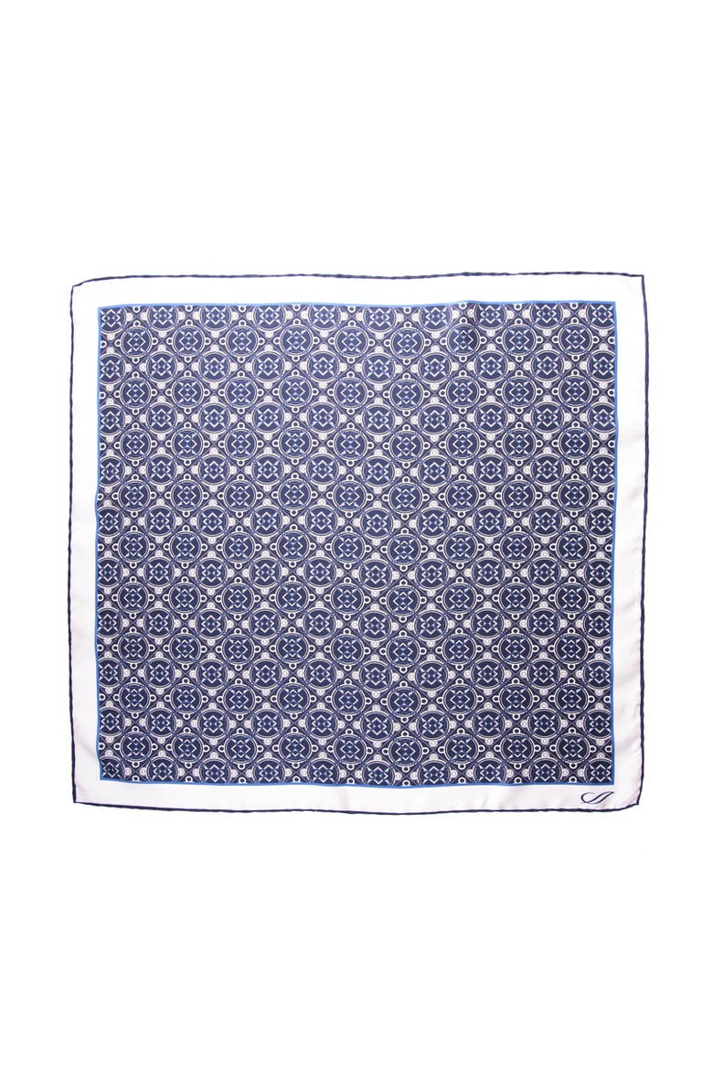 Montello - Hand Rolled Silk Neckerchief for Men, Main, color, Navy