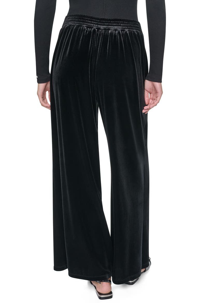 Pleated Velvet Wide Leg Pants, Alternate, color, BLACK