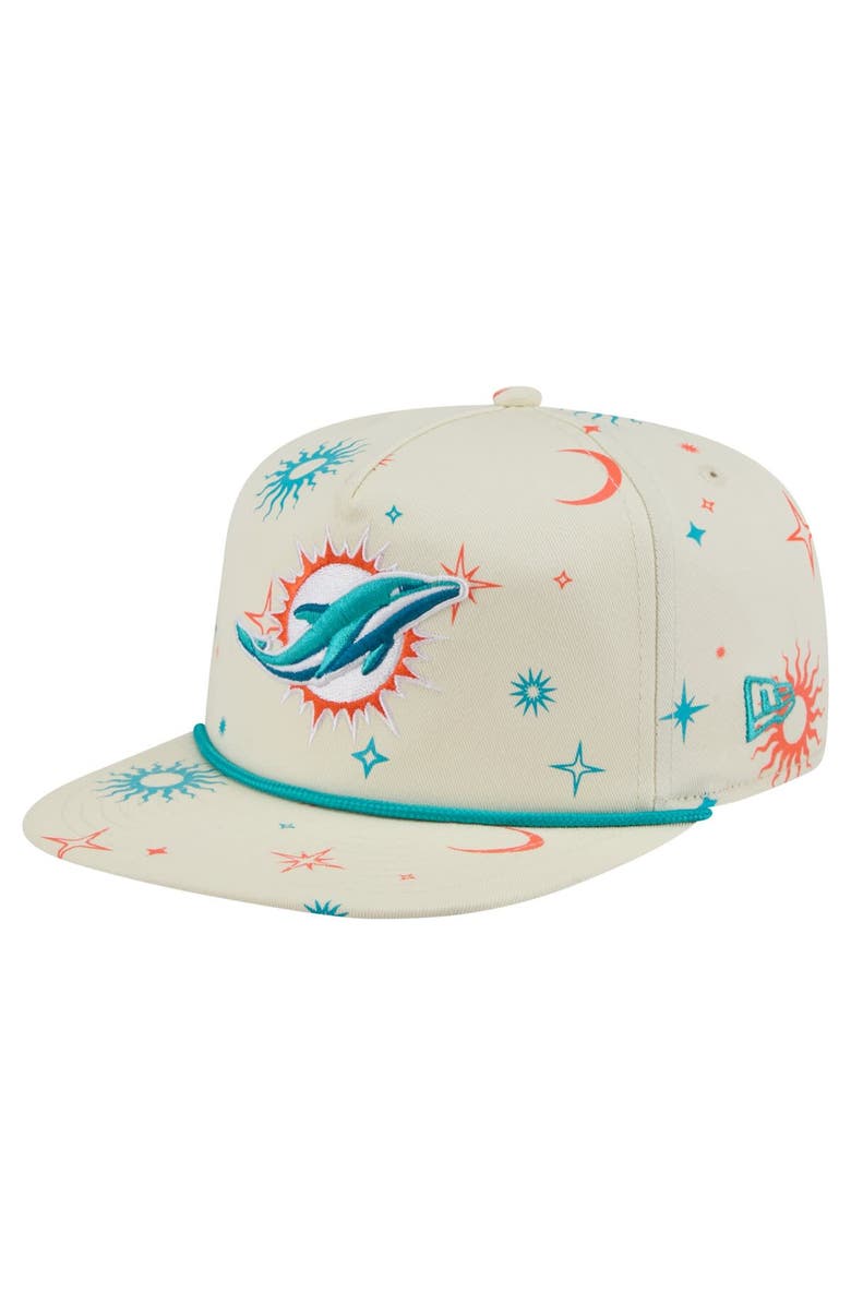 New Era Men's New Era Cream Miami Dolphins Celestial Golfer Adjustable Hat, Main, color, Cream