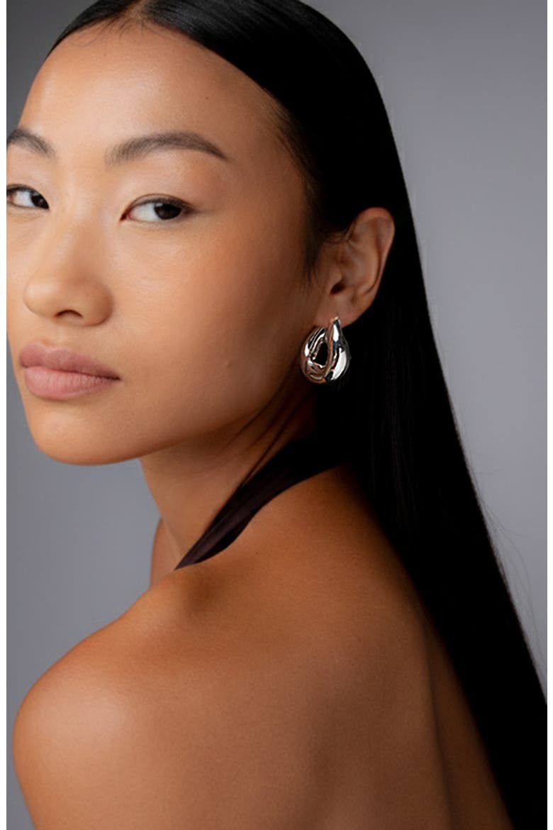 Falin Maxi Hoop Earrings In Silver, Alternate, color, Silver