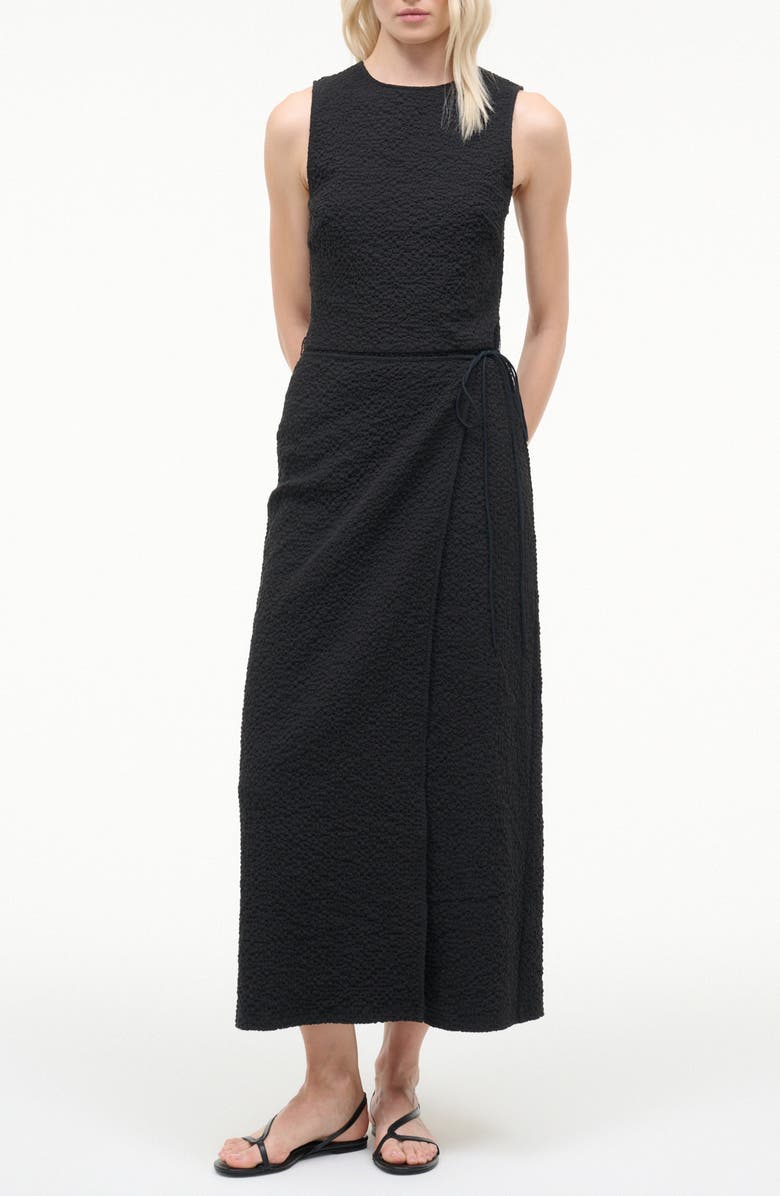 STAUD Nema Smock Midi Dress, Main, color, Black