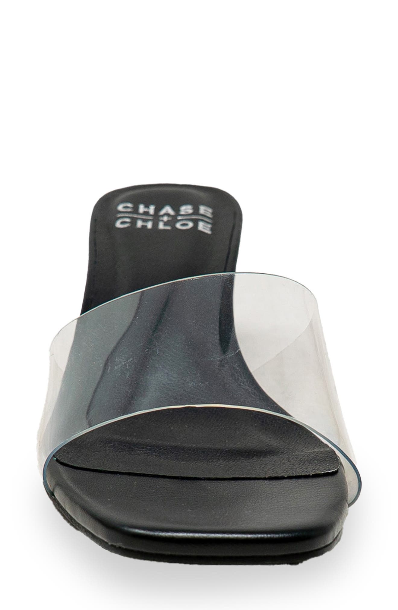 CHASE AND CHLOE Oriana Clear Sandal, Alternate, color, Black Pu