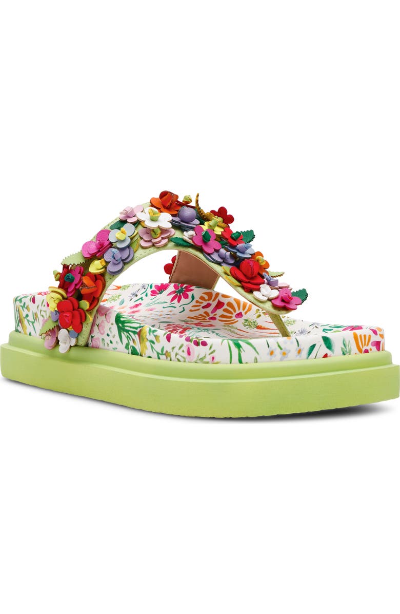 Betsey Johnson Kammeron Platform Flip Flop, Main, color, Natural Floral Multi