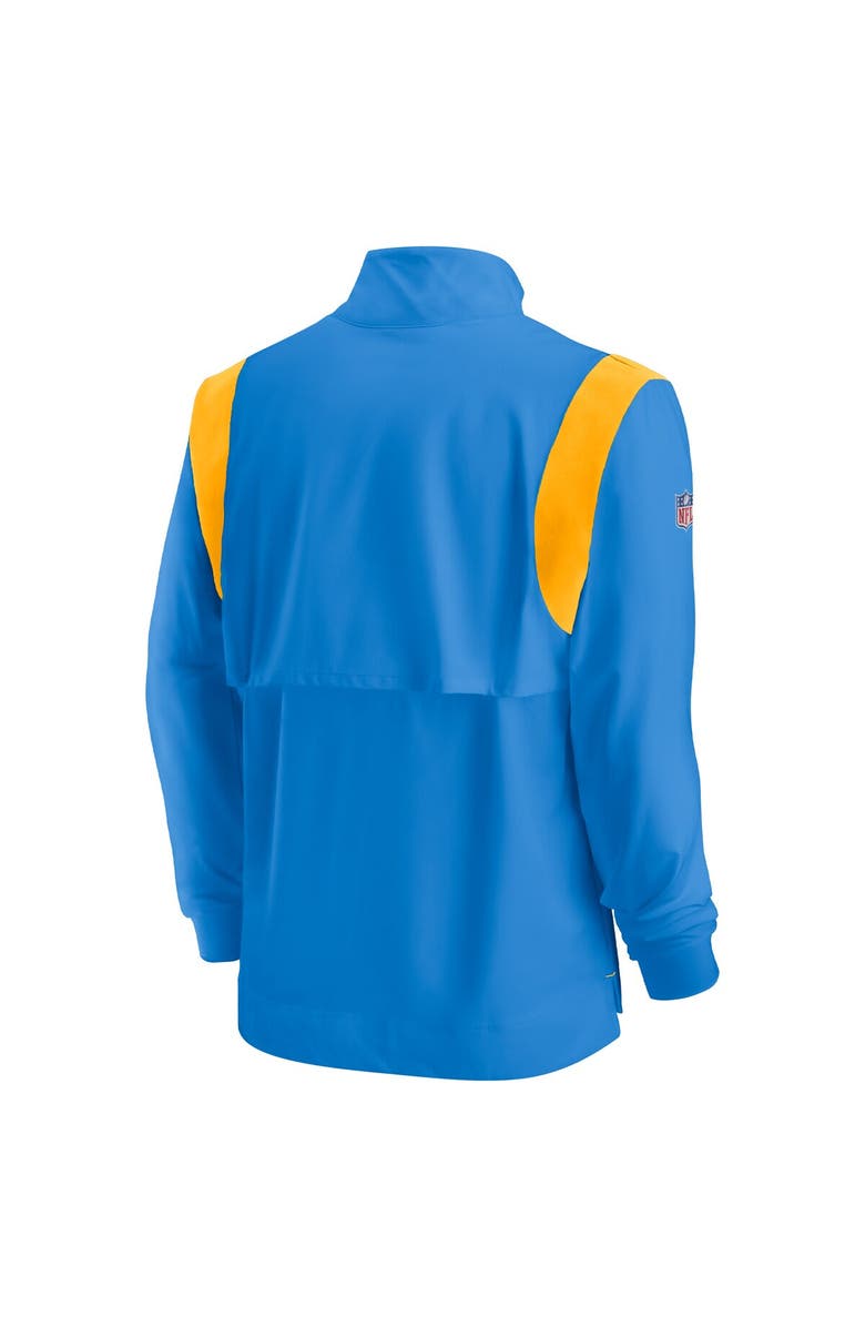 Nike Men's Nike Powder Blue Los Angeles Chargers Sideline Coach Chevron Lockup Quarter-Zip Long Sleeve Top, Alternate, color,