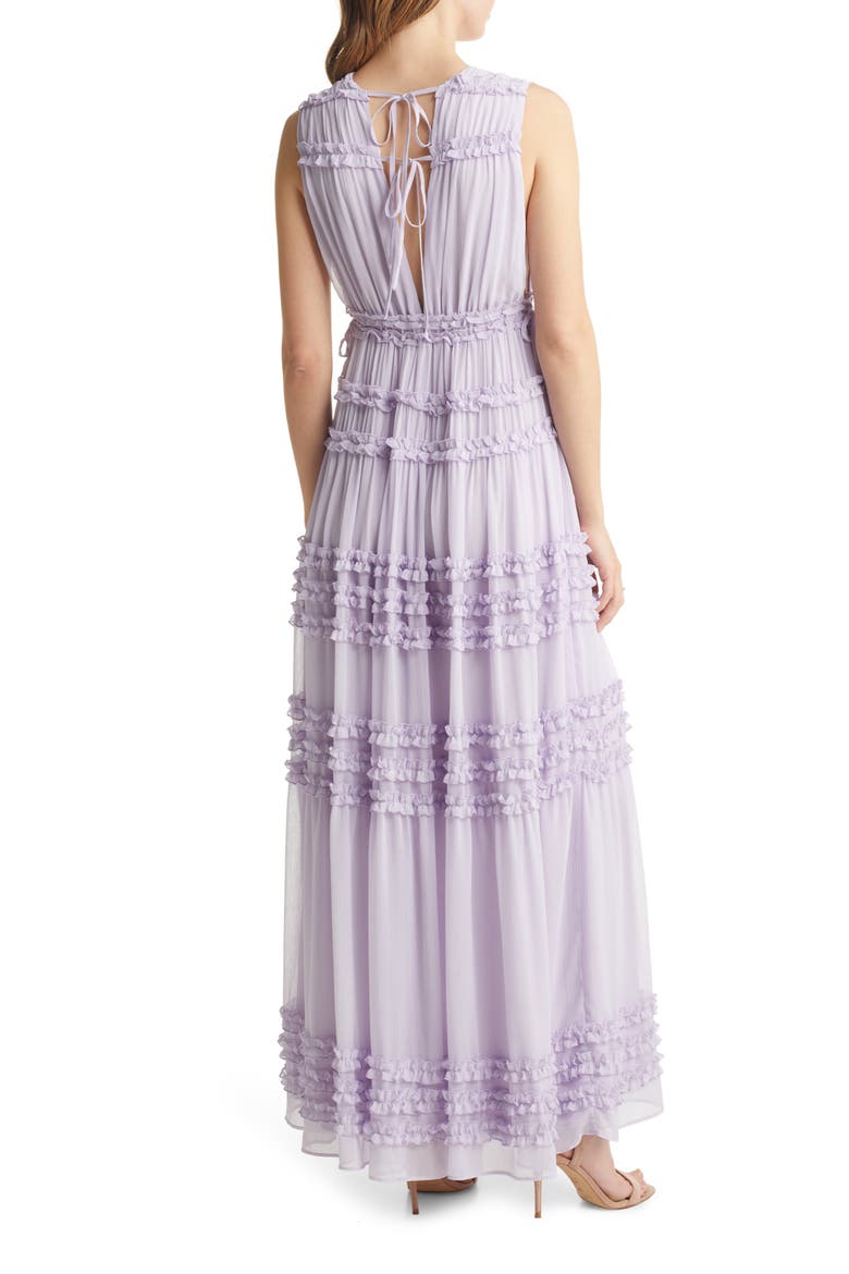Ruffle Chiffon Maxi Dress, Alternate, color, LAVENDER