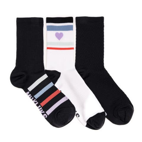 Muk Luks Women’s 3 Pair Pack Compression Crew Nylon Socks