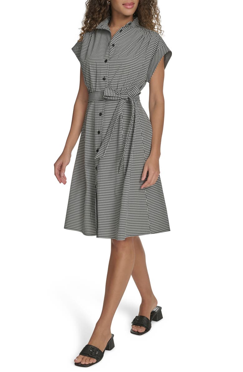 Calvin Klein Comm Check Shirtdress, Alternate, color, Black/ White