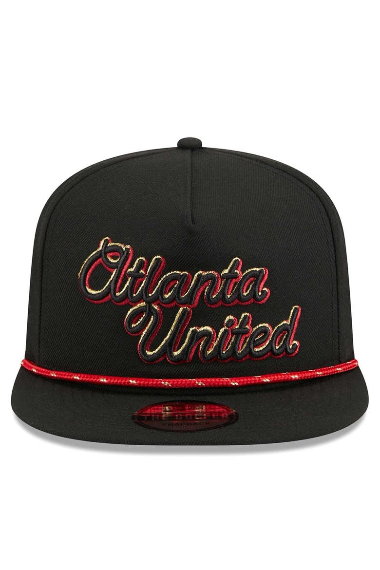 Men's New Era  Black Atlanta United FC Script Golfer Adjustable Hat, Alternate, color, Black