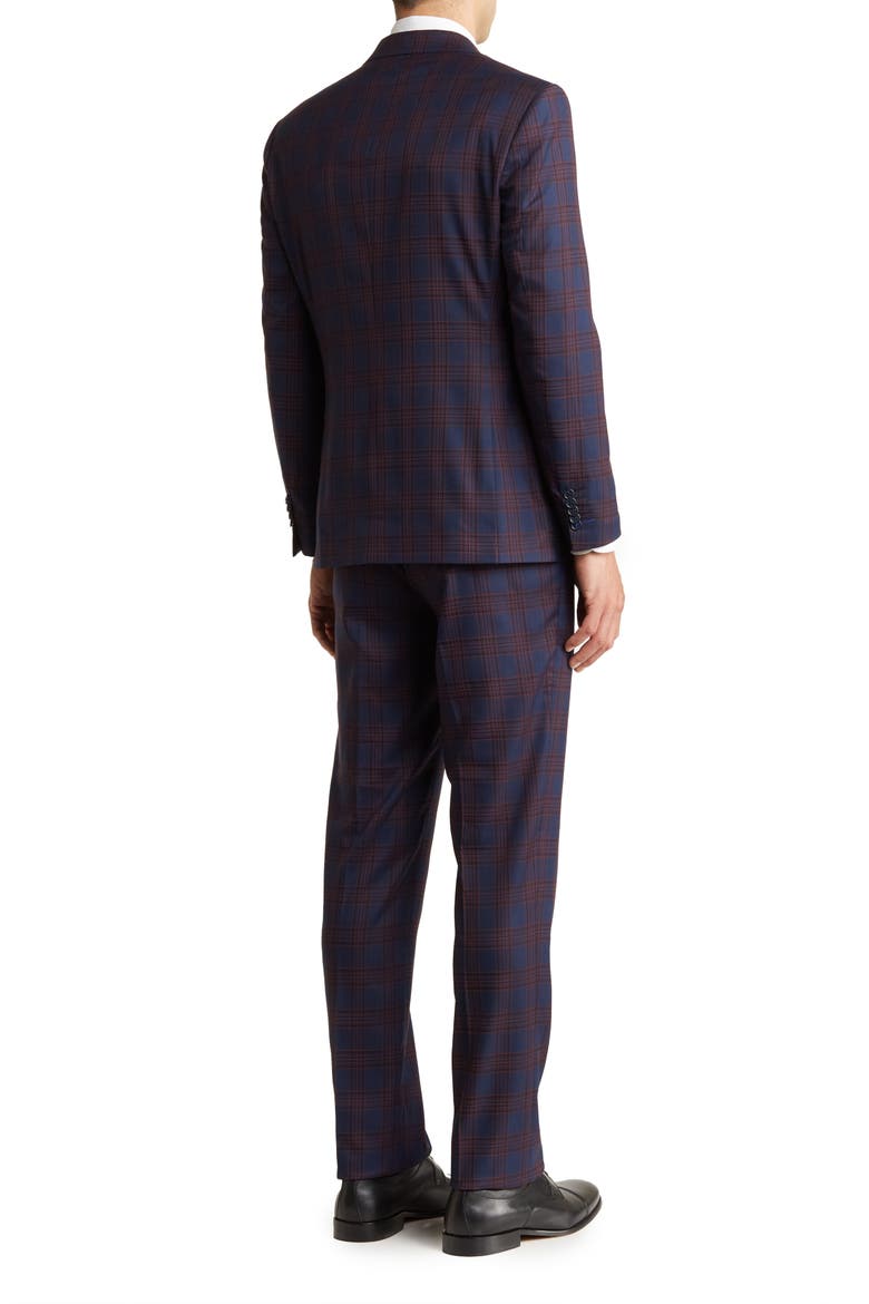 Trim Fit Plaid Two-Button Suit, Alternate, color, BLUE
