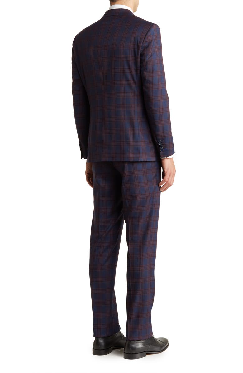 English Laundry Trim Fit Plaid Two-Button Suit, Alternate, color, Blue
