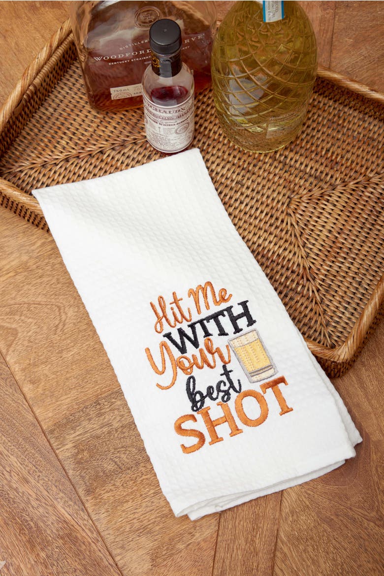 "Hit Me With Your Best Shot" 100% Cotton Waffle Weave  Dishtowel, Alternate, color, Orange