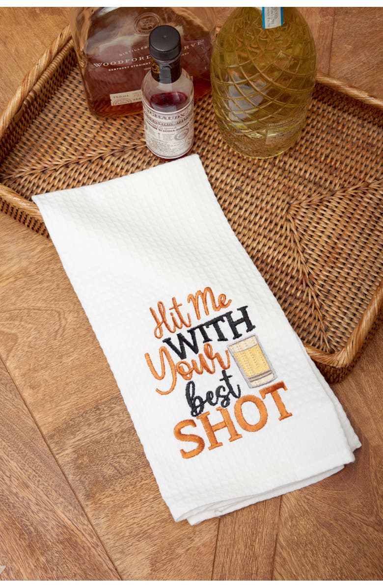 C&F Home "Hit Me With Your Best Shot" 100% Cotton Waffle Weave Dishtowel, Alternate, color, Orange
