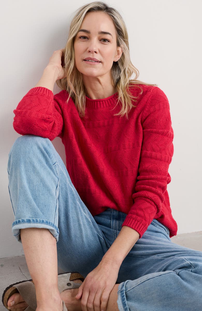 Seasalt Cornwall Kinter Organic Cotton Crewneck Sweater, Alternate, color, Knit Melange Raspberry