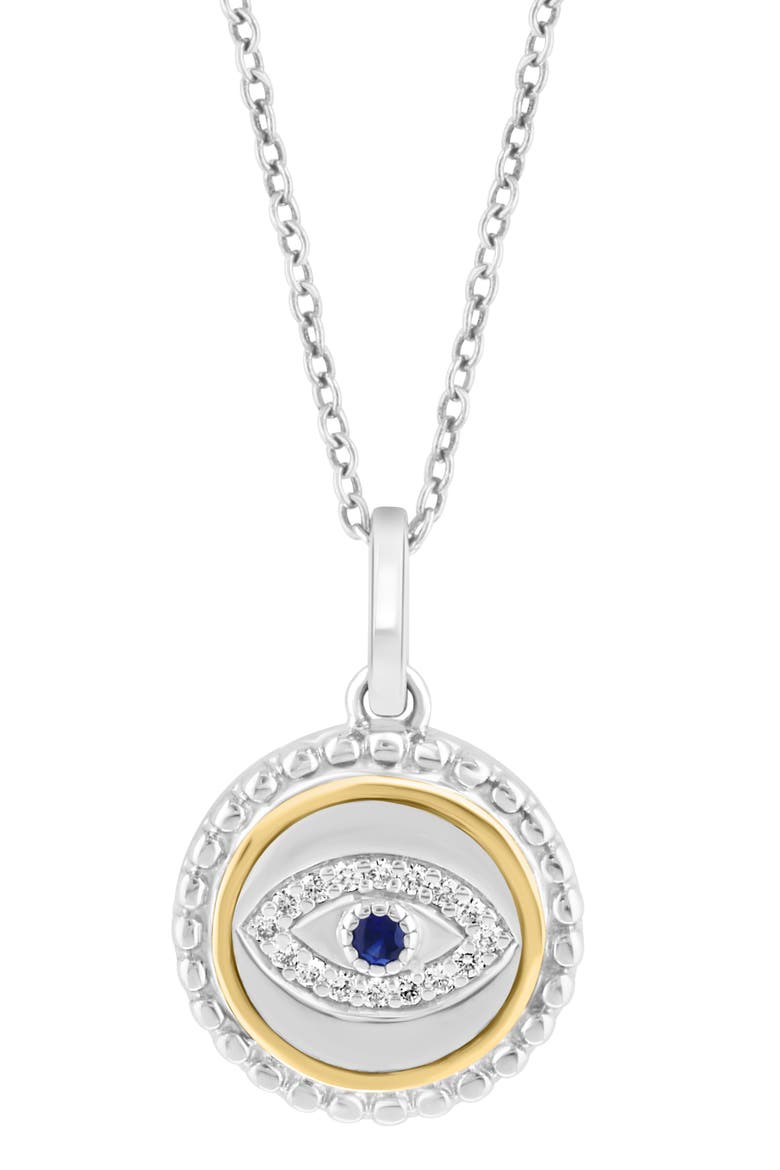 Diamond & Blue Sapphire Two-Tone Pendant Necklace, Alternate, color, BLUE