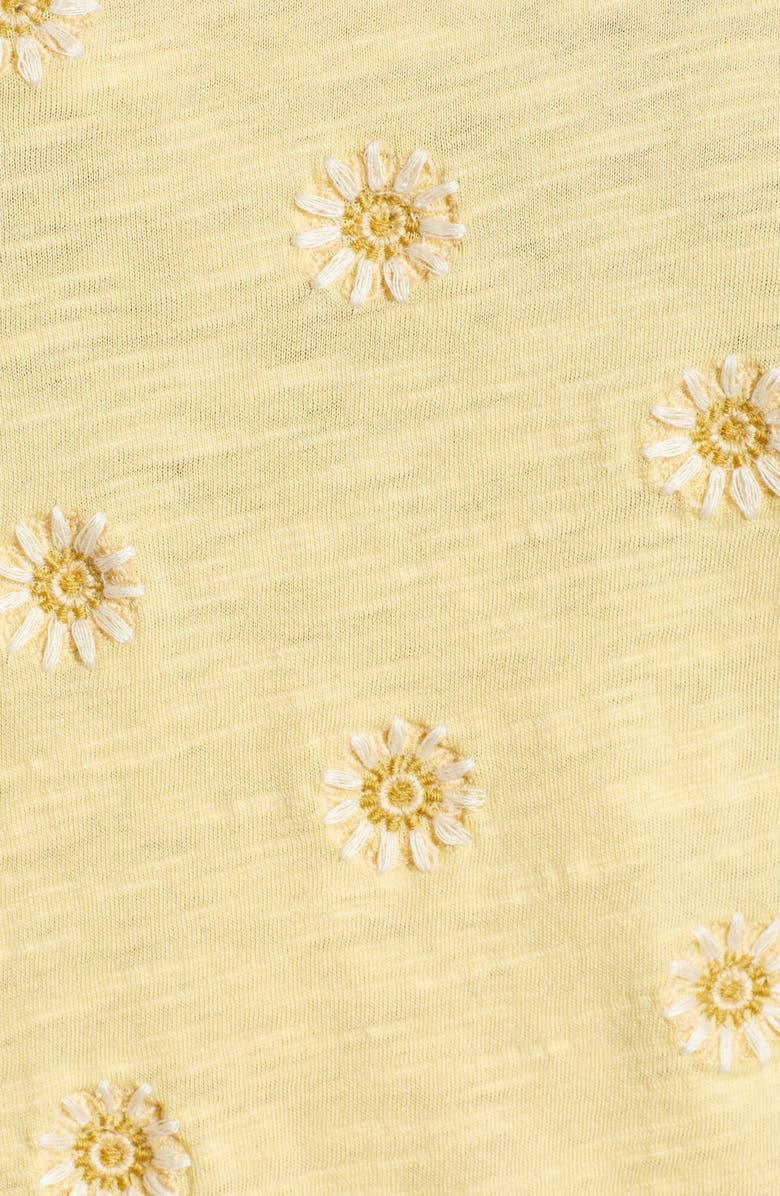 Lucky Brand Daisy All Over Embroidered Cotton Tee, Alternate, color, Yellow