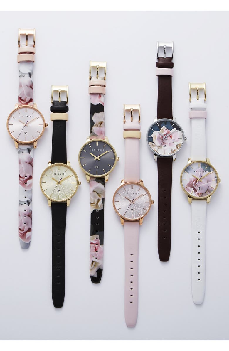 Ted Baker London Leather Strap Watch, 40mm, Alternate, color,