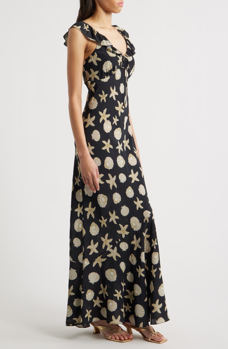 Saylor Gali Shell Print Sleeveless Dress, Alternate, color, Black