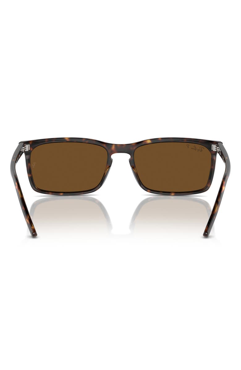 Ray-Ban 56mm Polarized Rectangular Sunglasses, Alternate, color, Havana