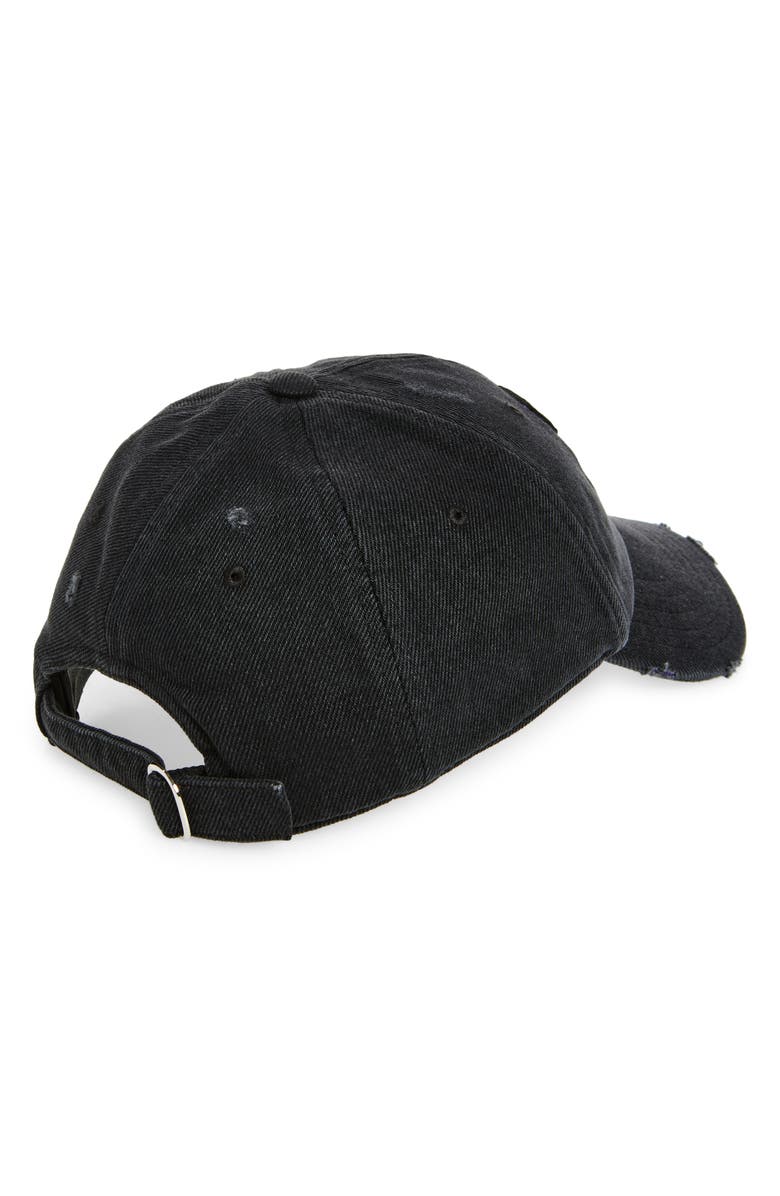 Off-White Arrow Distressed Denim Baseball Cap, Alternate, color, 