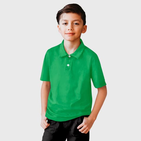Boys Soft 100% Cotton Jersey 2-Button Short Sleeve Polo Shirt (Toddler, Little Kid, Big Kid)