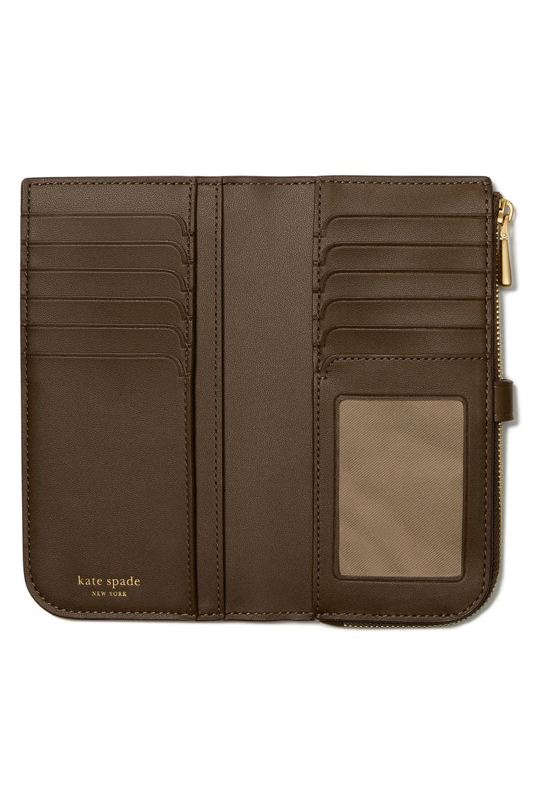 deco pebbled leather zip wallet, Alternate, color, BURNT SAGE