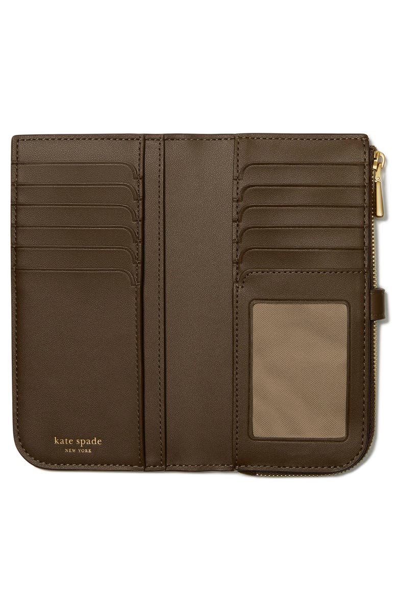 Kate Spade New York deco pebbled leather zip wallet, Alternate, color, Burnt Sage