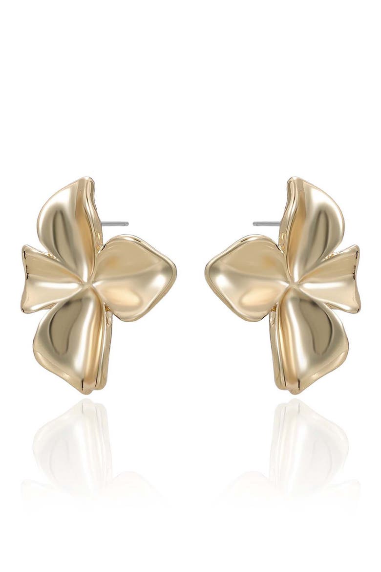 Flower Stud Earrings, Alternate, color, GOLD